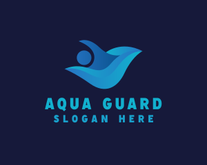 Lifeguard - Swimmer Wave Athlete logo design