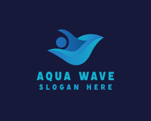 Swimmer Wave Athlete logo design