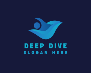 Dive - Swimmer Wave Athlete logo design