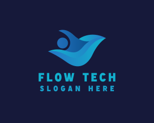 Flow - Swimmer Wave Athlete logo design