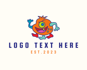 Children - Cute Walking Alien logo design