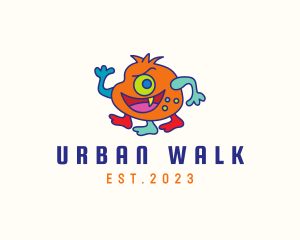 Cute Walking Alien logo design