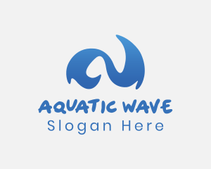 Swimmer - Abstract Blue Wave logo design