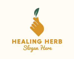 Herb Leaf Hand logo design