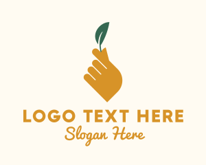 Vegan - Herb Leaf Hand logo design
