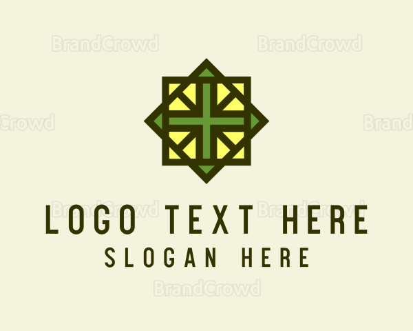 Cross Tile Flooring Pattern Logo