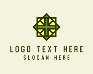 Contractor - Cross Tile Flooring Pattern logo design