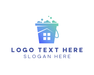Sanitation - Cleaning House Bucket logo design