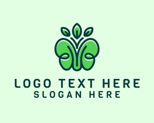 Letter M - Organic Green Butterfly logo design
