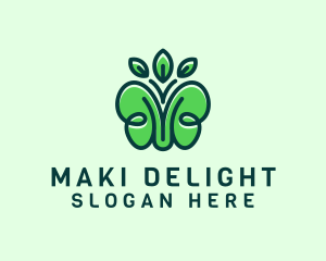 Organic Green Butterfly logo design