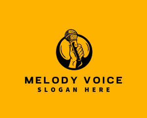 Singer - Microphone Singer Hand logo design