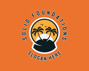 Palm Tree Tropical Island  Logo