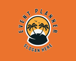 Palm Tree Tropical Island  Logo