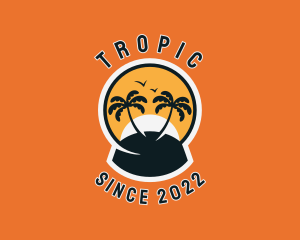 Palm Tree Tropical Island  logo design