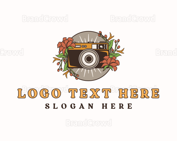 Floral Camera Photography Logo