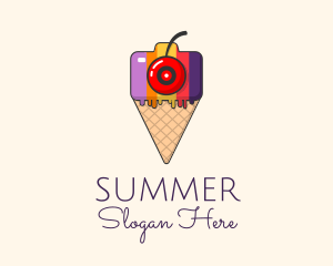 Colorful Camera Ice Cream  logo design