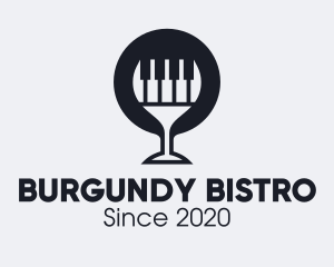 Burgundy - Piano Wine Glass logo design