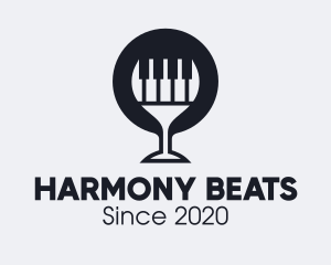 Instrumental - Piano Wine Glass logo design