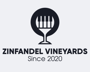 Zinfandel - Piano Wine Glass logo design