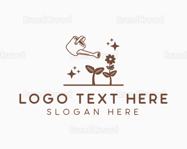 Flower Plant Watering Can Logo