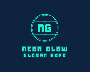 Cyber Tech Digital Neon logo design