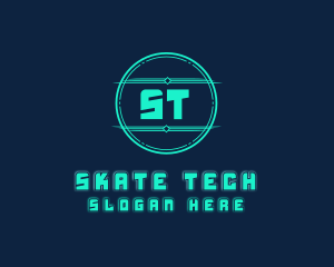 Cyber Tech Digital Neon logo design