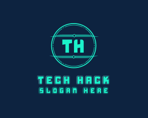 Cyber Tech Digital Neon logo design