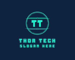 Cyber Tech Digital Neon logo design