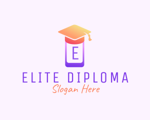 Diploma - Mobile Phone Graduation Cap logo design