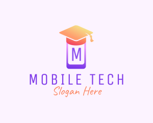 Mobile Phone Graduation Cap logo design