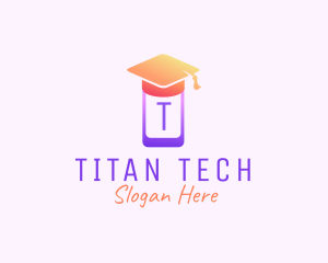 Mobile Phone Graduation Cap logo design