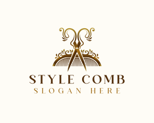 Comb - Luxury Comb Scissors logo design