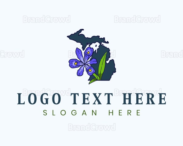 Michigan Iris Flower Logo