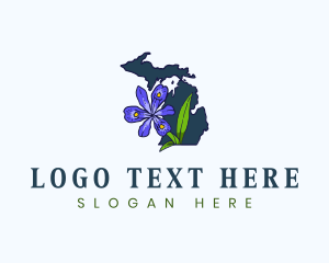 Map - Michigan Iris Flower logo design