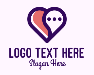 Chat - Love Heart Chat logo design
