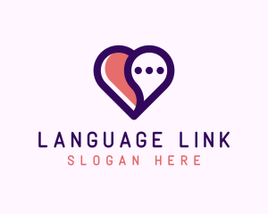 Bilingual - Love Heart Chat logo design