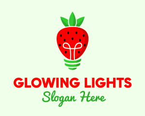 Strawberry Light Bulb logo design