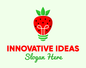 Strawberry Light Bulb logo design