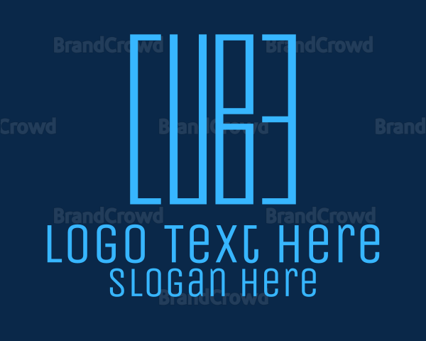 Blue Wordmark Cube Logo