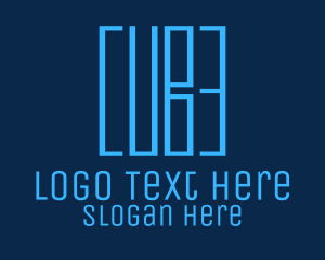 Blue Wordmark Cube logo design