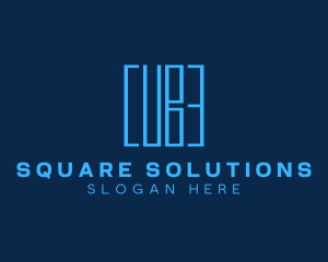 Blue Wordmark Cube logo design