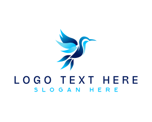 Wings - Flying Hummingbird Animal logo design