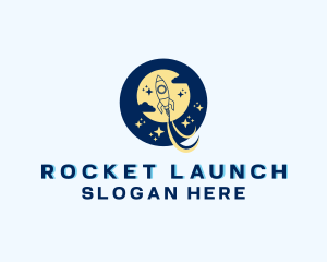 Moon Rocket Ship logo design