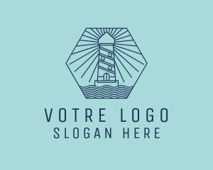 Blue Nautical Lighthouse Tower Logo