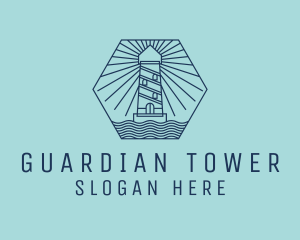 Watchtower - Blue Nautical Lighthouse Tower logo design