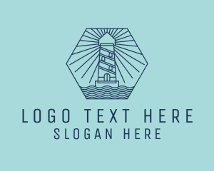 Blue Nautical Lighthouse Tower Logo