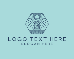 Vintage - Blue Nautical Lighthouse Tower logo design