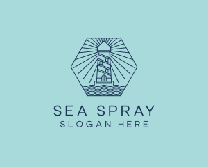 Blue Nautical Lighthouse Tower logo design