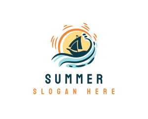 Boat Beach Summer  logo design