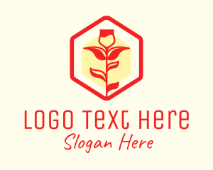 Flower Stand - Red Rose Badge logo design